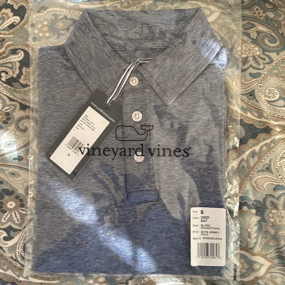 NWT vineyard vines boys edgartown polo deep bay blue size 6